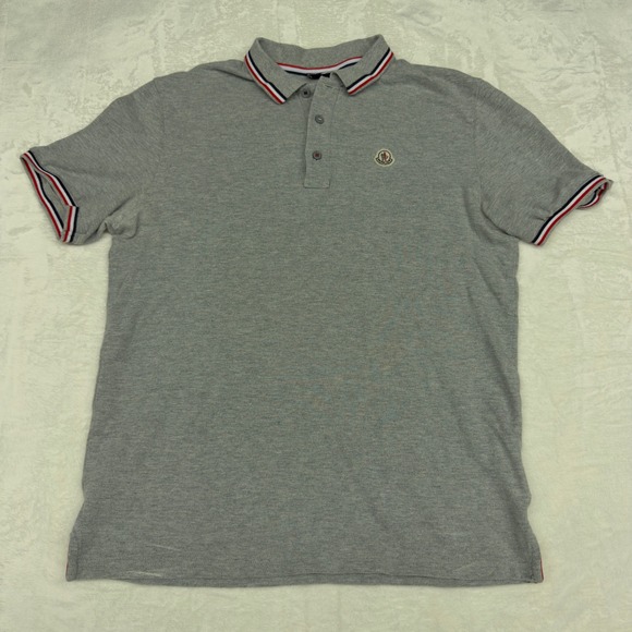 Moncler Gamme Bleu Polo Shirt Womens XXL Gray Cotton Knit Preppy Designer